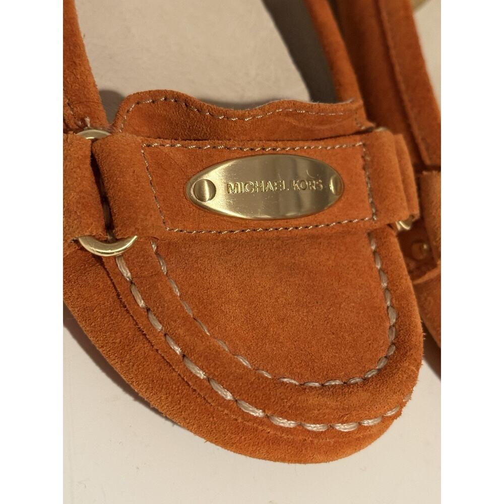 MICHAEL KORS Orange Suede Leather Loafers Moccasins Slip On Shoes Women’s Size 7 - Picture 2 of 6